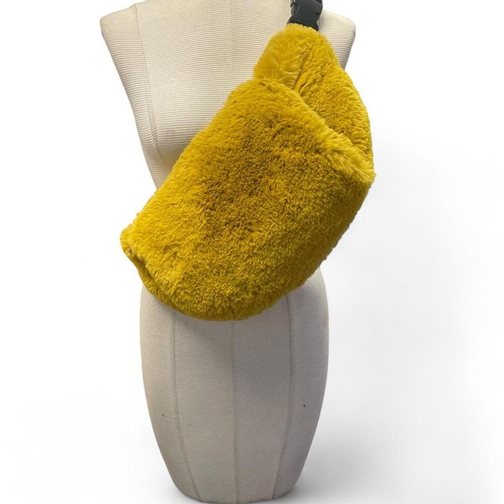 Yellow faux fur crossbody bag